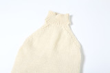 Women's sexy halter neck high waist slim fit knitting dress