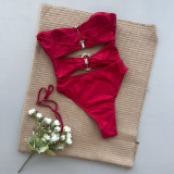One piece swimsuit women sexy bikini women solid color swimwear