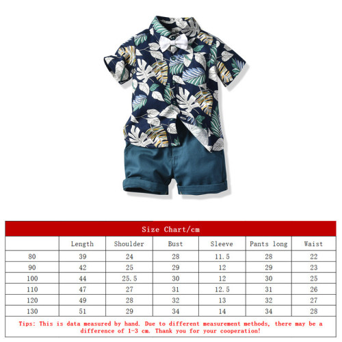 Summer short-sleeved floral shirt boy shorts casual two-piece set