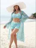 Sexy women's three piece bikini print swimsuit