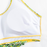 Sexy women's three piece bikini print swimsuit