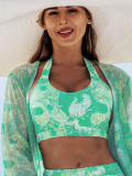 Sexy women's three piece bikini print swimsuit