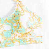 Sexy women's three piece bikini print swimsuit