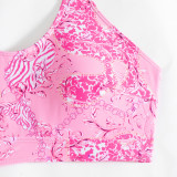 Sexy women's three piece bikini print swimsuit