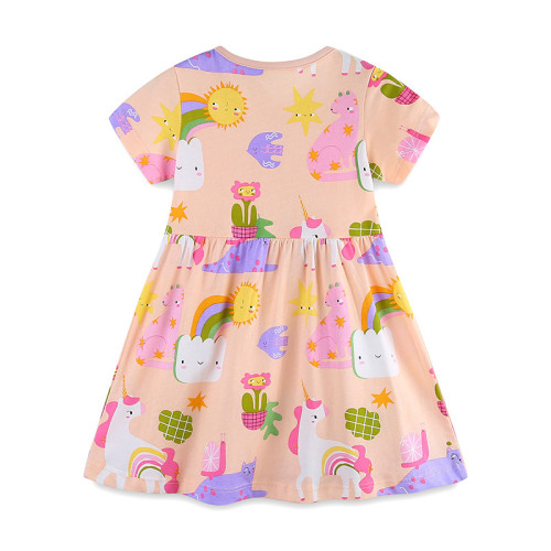 Girls dress children's cartoon print princess dress summer children's dress