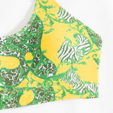 Sexy women's three piece bikini print swimsuit