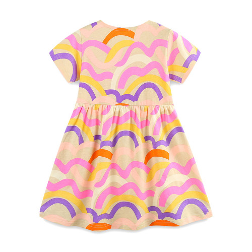 Girls dress summer children princess dress cotton round neck short sleeve children's dress