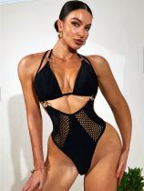 See-through mesh sexy backless high waist tight bikini one-piece swimsuit