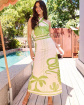 Summer sexy slim halter neck holiday long dress