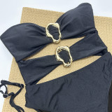 One piece swimsuit women sexy bikini women solid color swimwear