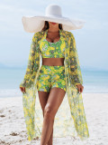Sexy women's three piece bikini print swimsuit