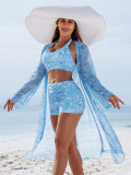 Sexy women's three piece bikini print swimsuit