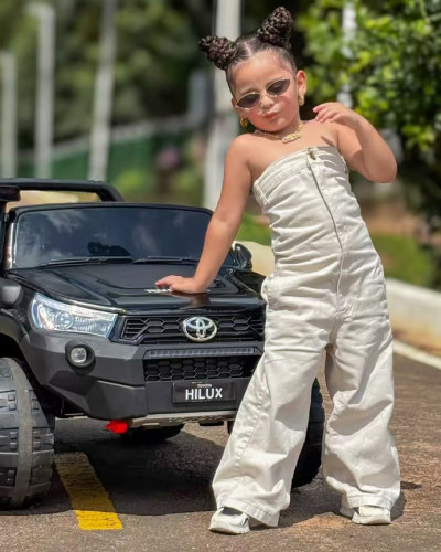 Girls Spring and Summer Casual Solid Color Cotton Bandeau Jumpsuit Wide-leg Pants