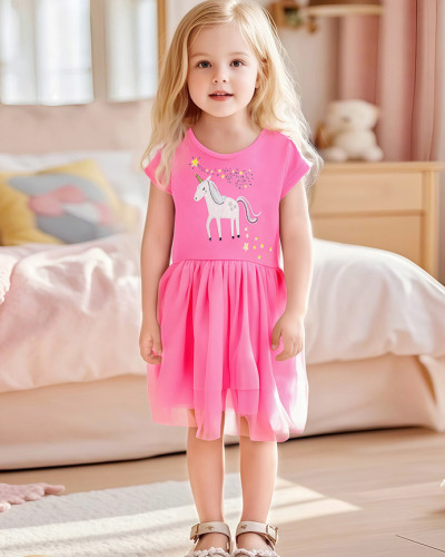 Mesh Girls Dress Cute Cartoon Children's Skirt Summer Cotton Children's Skirt