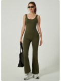 Yoga jumpsuit butt lift workwear hollow back pocket sports fitness jumpsuit