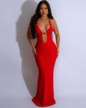 Sexy Deep V Neck Beaded Slim Evening Dress Backless Strapless Long Dress