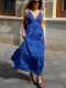 V-neck halter casual A-line maxi dress