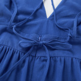 V-neck halter casual A-line maxi dress