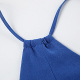 V-neck halter casual A-line maxi dress