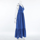 V-neck halter casual A-line maxi dress