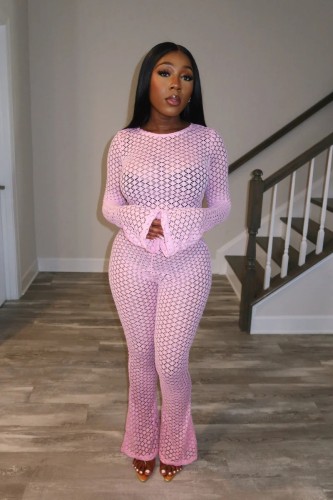 Women's Sexy Lace See-through Crop Top High-Waisted Pants Set
