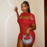 Summer round neck pullover sexy hollow out hot girl dress