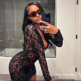 Black lace dress sexy women's clothing