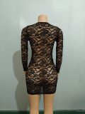 Black lace dress sexy women's clothing