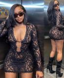 Black lace dress sexy women's clothing