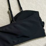Sexy solid color three-piece mesh long skirt swimsuit bikini set
