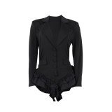 Sexy Ruffles Long Sleeve Women Rompers Jumpsuit