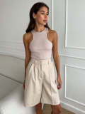 Women's casual work shorts straight pants loose five-point suit shorts