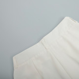 Women's pure white trousers high waist wide leg trousers