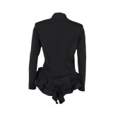 Sexy Ruffles Long Sleeve Women Rompers Jumpsuit