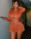 Sexy women's see-through lace-up sheer dress