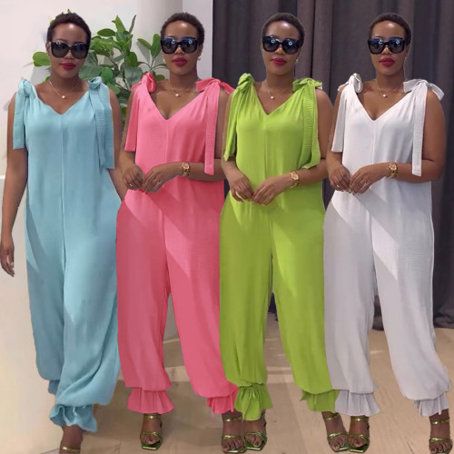 Casual strappy loose-fitting jumpsuit