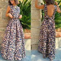 Casual Leopard Print Top + Skirt Two-Piece Set