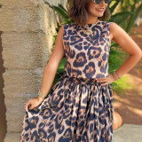 Casual Leopard Print Top + Skirt Two-Piece Set