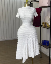 Summer sweet short sleeve high waist slim dress