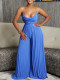 Summer sexy chain halter neck high waist sexy backless wide leg pleated jumpsuit