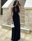 Women's sexy hollow out pleated slim long dress
