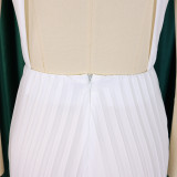 Summer sexy chain halter neck high waist sexy backless wide leg pleated jumpsuit