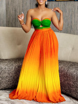 Summer sexy gradient color wide leg tube jumpsuit