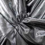 Women sexy metallic silver jumpsuit