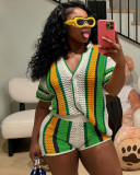 Women's Sexy Ladies Knitted Top Shorts Set