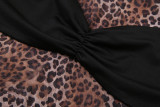 Sexy sleeveless bodysuit high waist leopard print trousers set