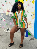 Women's Sexy Ladies Knitted Top Shorts Set
