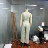 Women's stylish casual sleeveless solid color two-piece suit