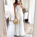 Women's Fashion Casual Sleeveless Solid Color Casual White Two-piece Suit
