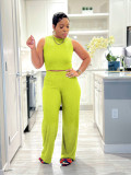 Women's casual knitted wide-leg pants two-piece suit